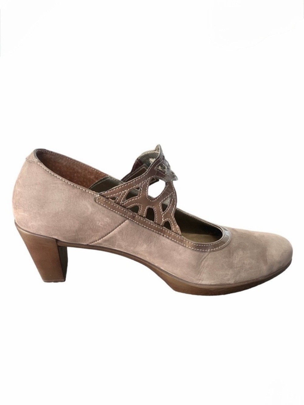 NAOT Luma Tan Brown Leather Nubuck Mary Jane Heel Women's Size EU 39 US 8